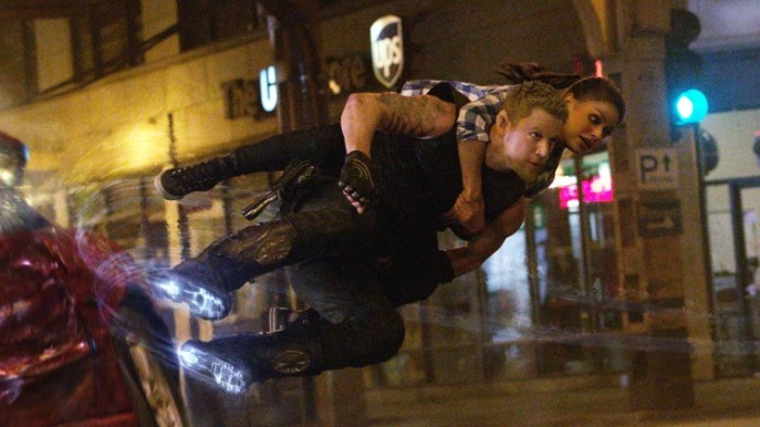 Channing Tatum's Caine saves Mila Kunis' Jupiter in one of the movie's standout sequences.
